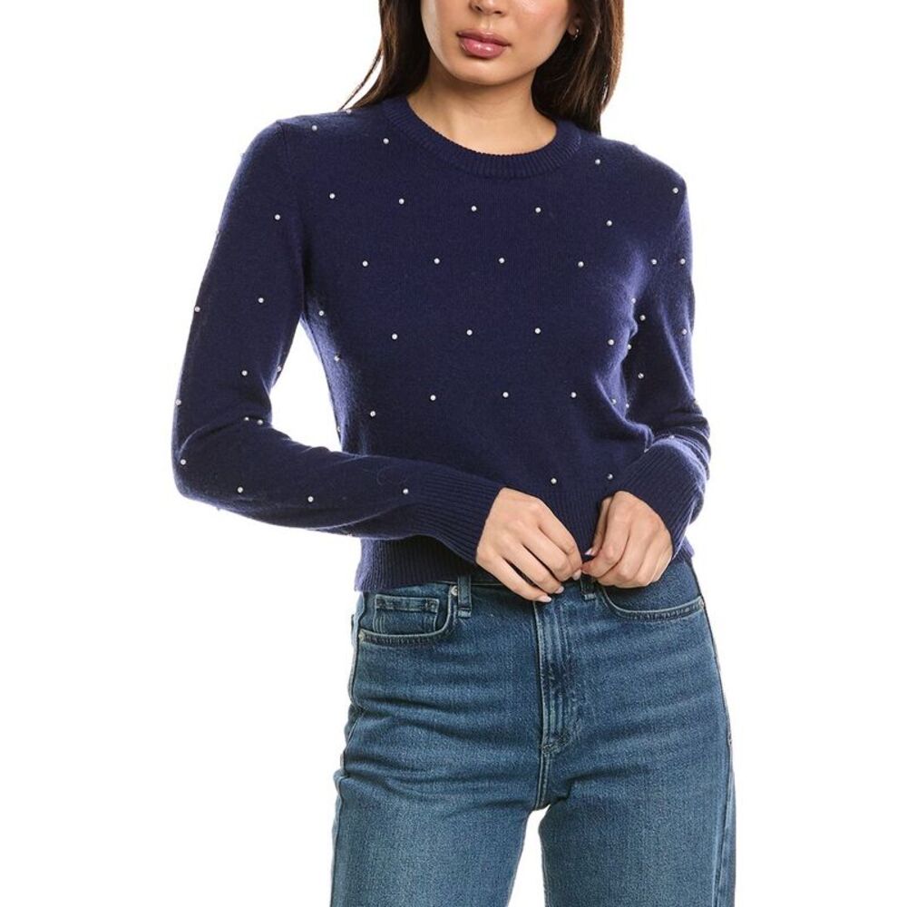 Brodie Cashmere Womens  Little Pearl Crewneck Wool & Cashmere-Blend Sweater,
